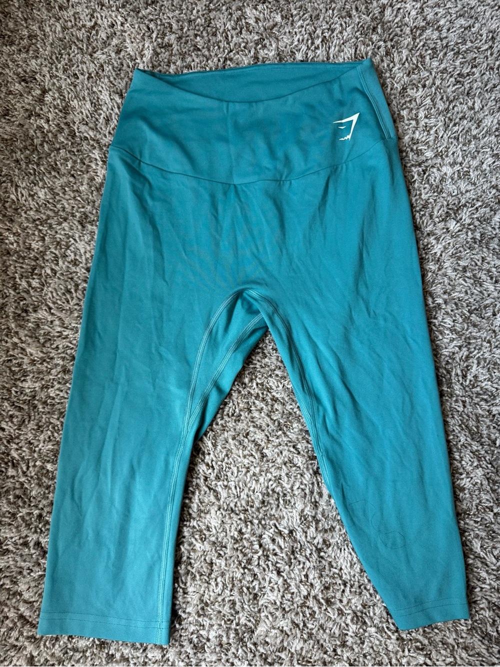 Gymshark Teal High-Waist Crop Leggings with Logo